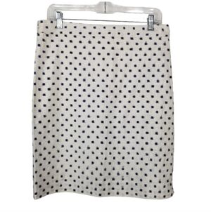 J Crew Womens Silk Pencil Skirt Size 10 White Black Print Office Classic